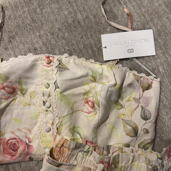CAROLINE CONSTAS FLORAL LINEN SHORT SET - Picture 4 of 6